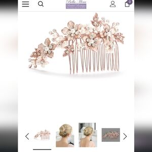 NEW Brushed Rose Gold and Ivory Pearl Wedding Comb